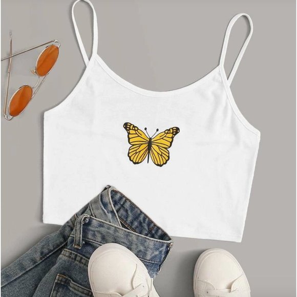 Tops - ONE LEFT✨HP✨NEW Butterfly Print Crop Tank Top